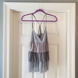 American Eagle Floral Ruffle Tank